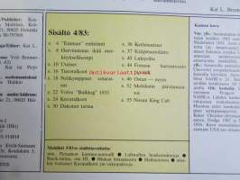 Mobilisti 1983 nr 4 -Lehti vanhojen autojen harrastajille, sisällysluettelo löytyy kuvista.