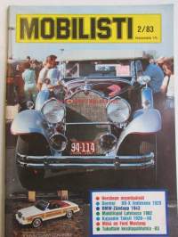 Mobilisti 1983 nr 2 -Lehti vanhojen autojen harrastajille, sisällysluettelo löytyy kuvista.