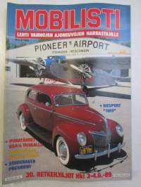 Mobilisti 1989 nr 3 -Lehti vanhojen autojen harrastajille, sisällysluettelo löytyy kuvista.