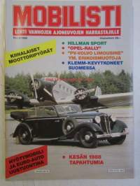 Mobilisti 1988 nr 3 -Lehti vanhojen autojen harrastajille, sisällysluettelo löytyy kuvista.