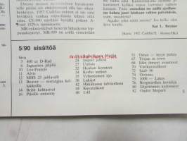 Mobilisti 1990 nr 5 -Lehti vanhojen autojen harrastajille, sisällysluettelo löytyy kuvista.