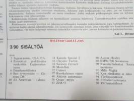 Mobilisti 1990 nr 3 -Lehti vanhojen autojen harrastajille, sisällysluettelo löytyy kuvista.