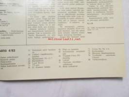 Mobilisti 1993 nr 4 -Lehti vanhojen autojen harrastajille, sisällysluettelo löytyy kuvista.