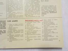 Mobilisti 1994 nr 5 -Lehti vanhojen autojen harrastajille, sisällysluettelo löytyy kuvista.