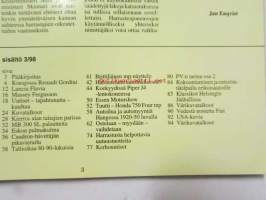 Mobilisti 1998 nr 3 -Lehti vanhojen autojen harrastajille, sisällysluettelo löytyy kuvista.