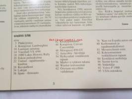 Mobilisti 1998 nr 5 -Lehti vanhojen autojen harrastajille, sisällysluettelo löytyy kuvista.