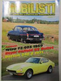 Mobilisti 2003 nr 7 -Lehti vanhojen autojen harrastajille, sisällysluettelo löytyy kuvista. Koeajossa Tatra T2-603 -69, Royal Enfielf G2 Bullet ja Datsun240 Z -71