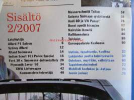 Mobilisti 2007 nr 2 -Lehti vanhojen autojen harrastajille, sisällysluettelo löytyy kuvista.
