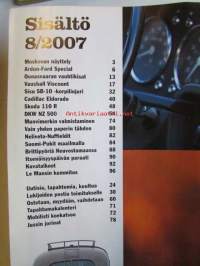 Mobilisti 2007 nr 8 -Lehti vanhojen autojen harrastajille, sisällysluettelo löytyy kuvista.
