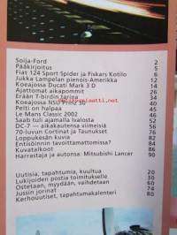 Mobilisti 2002 nr 6 -Lehti vanhojen autojen harrastajille, sisällysluettelo löytyy kuvista.