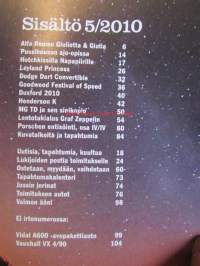 Mobilisti 2010 nr 5 -Lehti vanhojen autojen harrastajille, sisällysluettelo löytyy kuvista.
