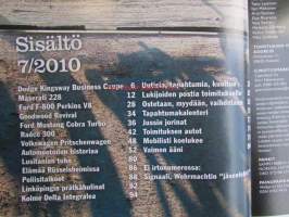 Mobilisti 2010 nr 7 -Lehti vanhojen autojen harrastajille, sisällysluettelo löytyy kuvista.