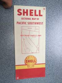 Shell sectional map of Pasific southwest road map -tiekartta