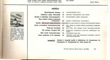 Tekniikan Maailma 1965 / 14, koeajossa Peugeot 204, maastoaajoa suomalaisittain, bensiiniasema ilmassa