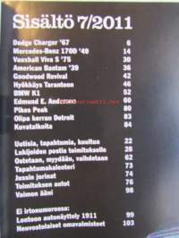 Mobilisti 2011 nr 7, Dodge Charger ’67, Mercedes-Benz 170D ’49 sisällysluettelo löytyy kuvista.