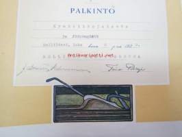 Mellilän Maamiesseura Kunniakirja / I palkinto Veikko Peltokurppa kasvitarhatuotteista 1939