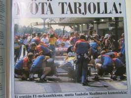 Vauhdin Maailma 1992 nr 9 -mm. Jyväskylän Suurajot, Formula 1 GP:t Unkari ja Belgia, Paris-Peking 16 000 km, Motocross-MM Heinola mestaruus jenkkeihin, Drag