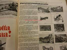 Koneviesti 1970 / 13-14 -mm. Konttikuivatuksesta ratkaisu, Käsin koskematta irtoviljan lannoitteen käsittelymenemenetelmistä, Hydrostaattinen voimansiirto,