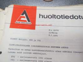 Allic-Chalmers huoltotiedotukset -kansiollinen huoltotiedotuksia 1959-1970