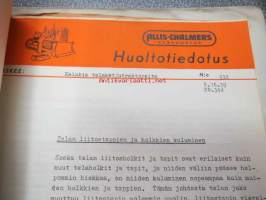 Allic-Chalmers huoltotiedotukset -kansiollinen huoltotiedotuksia 1959-1970
