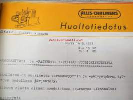 Allic-Chalmers huoltotiedotukset -kansiollinen huoltotiedotuksia 1959-1970