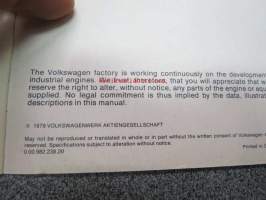 Volkswagen Diesel Industrial Engine 068.2 Instruction Manual  -teollisuusmoottorin käyttöohjekirja englanniksi
