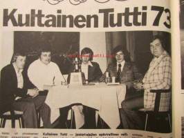Vauhdin Maailma 1973 nr 5 -mm. Emerson Fittibaldi tentissä, Fiat vanhin osastopäälikkö Enzo Ferrari, Vuosikymmen Eläintarha ajosta, Saarinen sekoitti suurten