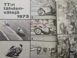 Vauhdin Maailma 1973 nr 11 -mm. Veemax Supervee Pinaaleille, Leksan 3. kerta interserien voittoon, ST rintamalla tapahtuu, Porschen ja VW tiet eroavat?, Kevyttä
