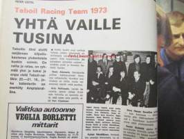 Vauhdin Maailma 1973 nr 4 -mm. Parasta Pickoa marmorihalleissa, Drag Racing II amatöörit viivalla, SM-Jäärata pisteet 1973, Formula SuperVee, VM rallikoulu III,
