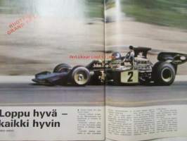 Vauhdin Maailma 1973 nr 7 -mm. VI Suur-Saimaan ajot Saimaan suuret säpinät - ja Söhläykset, Formula 1 Ruotsin Grand Prix, Indyn nurja puoli, Jackie Stewart