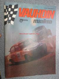 Vauhdin Maailma 1974 nr 7 sis. mm. seur. artikkelit / kuvat / mainokset; Rallicros yhtä paljon show kuin kilpailukin mm. Björn Waldegård, Mauri A. Lindell,