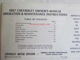 Chervolet 1967 Owner&#039;s Manual -Omistajan käsikirja