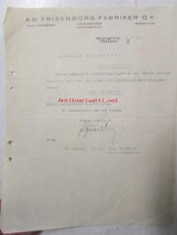 A.B. Frisenborg Fabriker O.Y Helsingfors, Helsingfors 8.7. 1921 -asiakirja