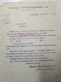 Förenade Handelskompaniet A.-B. Helsingfors, Helsingfors 14. januari 1921. -asiakirja