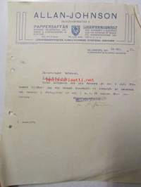 Allan-Johnsson Pappersaffär Ljusopierringsanstalt Helsingfors, Helsingfors 18 okt. 1921. -asiakirja