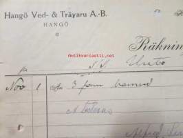 Hangö Ved- &amp; Träyaru A.-B. Hangö 1. november 1921. -asiakirja