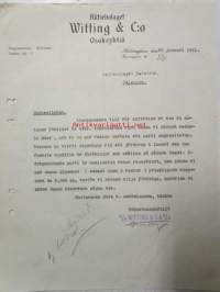 Aktiobolaget Witting &amp; C:o Osakeyhtiö, 22. januari 1921. -asiakirja