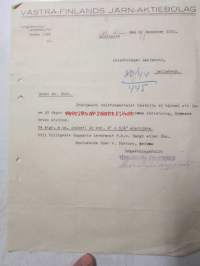 Västra-Finlands Järn-Aktiebolaget, Åbo 19 december 1921 -asiakirja