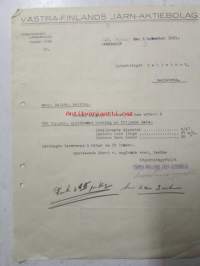 Västra-Finlands Järn-Aktiebolaget, Åbo 1. november 1921 -asiakirja