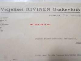 Veljekset Kivinen Osakeyhtiö, Sortavala 7. syyskuuta 1926 -asiakirja