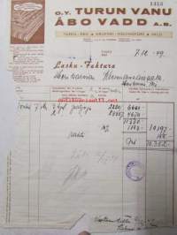 O.Y. Turun Vanu Åbo Vadd A.B. Turussa 7.12. 1949. -asiakirja