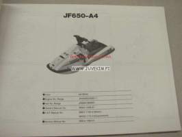 Kawasaki JF650-a (Jet ski X-2) parts catalog -varaosaluettelo