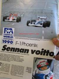 Vauhdin Maailma 1990 nr 4 -mm. Formula 1 1990, Formula 1 USA:n GP Phoenix, Ralli-SM Pohjola-ralli, Ralli-SM Kymenlaakso aina sama naama, Drag-MM Gatornationals,