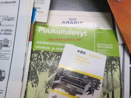 Rakentamiseen ja asumiseen liittyviä myyntiesitteitä 1960-luvun lopun / 1970-luvun taitteesta noin 1,5 cm nippu