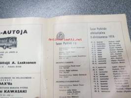 Turun Pyrkivä 1974 II Divisioona otteluohjelma -käsiohjelma