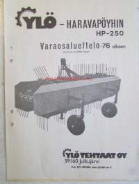 Ylö HP-250 haravapöyhin -varaosaluettelo -76, valmistusnumerosta 6565 alkaen