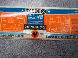 Kiho emaliväri / D. Winter &amp; Co Oy -maalipurkin etikettipainate -kirjapainon arkistokappale