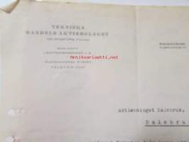 Tekniska Handels Aktiobolaget, Helsingfors 10.1. 1921 -asiakirja