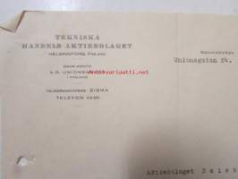 Tekniska Handels Aktiobolaget, Helsingfors 30.6. 1921 -asiakirja