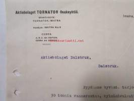 Aktiebolaget Tornator Osakeyhtiö, Imatra 7. heinäkuuta 1921 -asiakirja